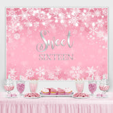Lofaris Pink Snowflake Winter Girl Sweet Sixteen Birthday Backdrop
